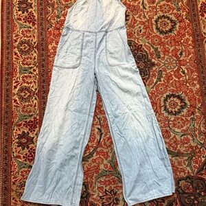Free People Soft Blue Denim Jumpsuit